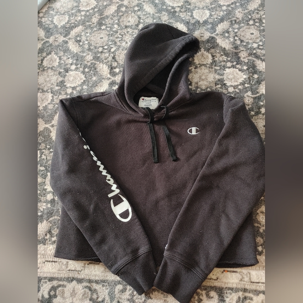 Women's Black Cropped Champion Hoodie